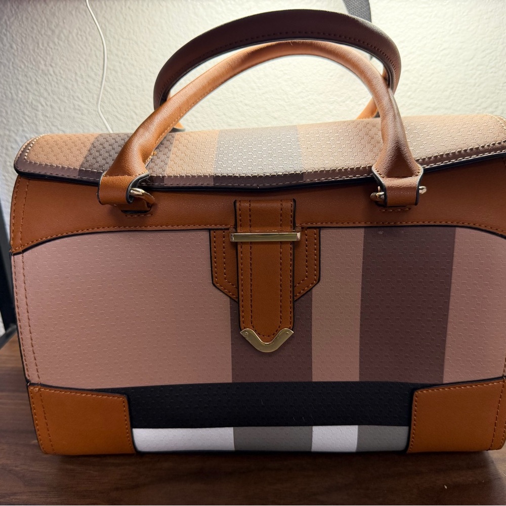 Striped Brown and Pink Handbag